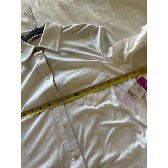 NWT Per Se White Button Up Cotton Shirt Size 6 - Picture 6 of 8